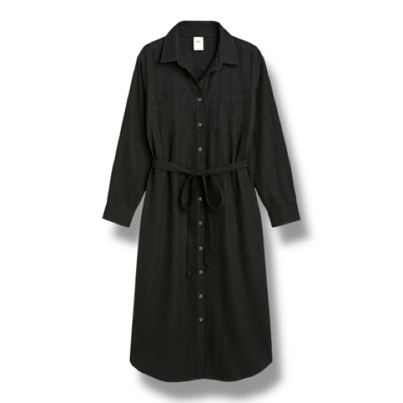 H&M Dresses & Skirts - ✨ H&M Black Linen Blend Shirt Dress – Size XL ✨